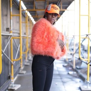 Neon Orange Feather Jacket